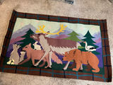 Wildlife-themed area rug with wolves, bear and moose - 60" x 36" - thumbnail 1 of 6