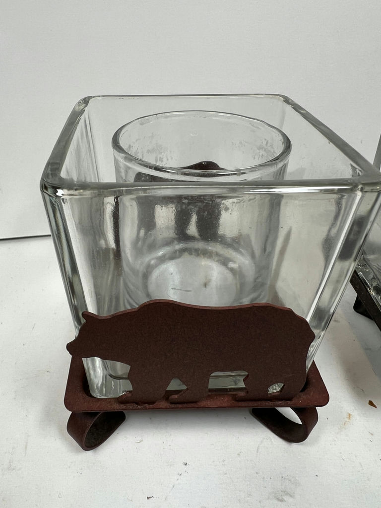 Bear and Moose Square Glass Candle Holders - image 2 of 3