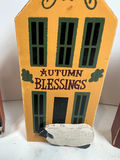 Three decorative wooden houses with animals and autumn greetings - thumbnail 3 of 6