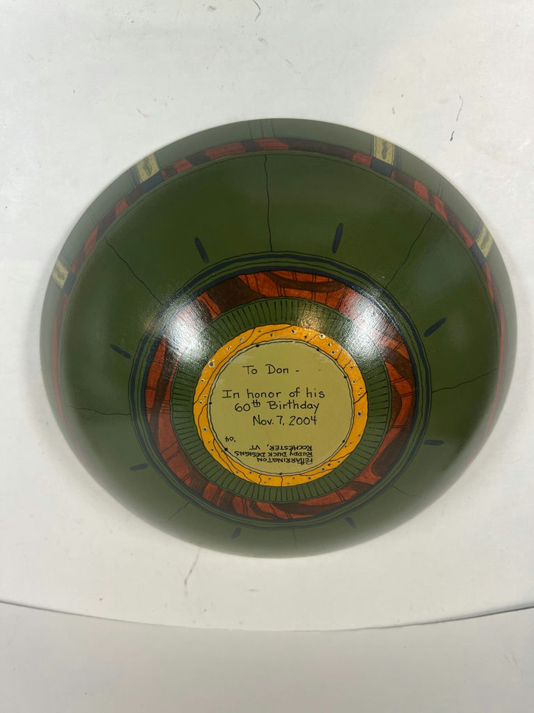 Decorative hand-painted wooden bowl with animal silhouettes - image 3 of 5