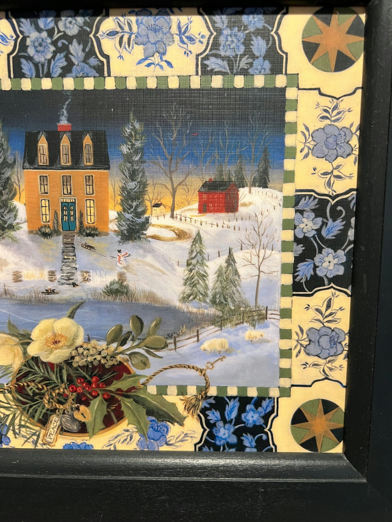 Framed Winter Landscape with Floral Border - image 3 of 5