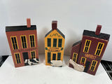 Three decorative wooden houses with animals and autumn greetings - thumbnail 1 of 6
