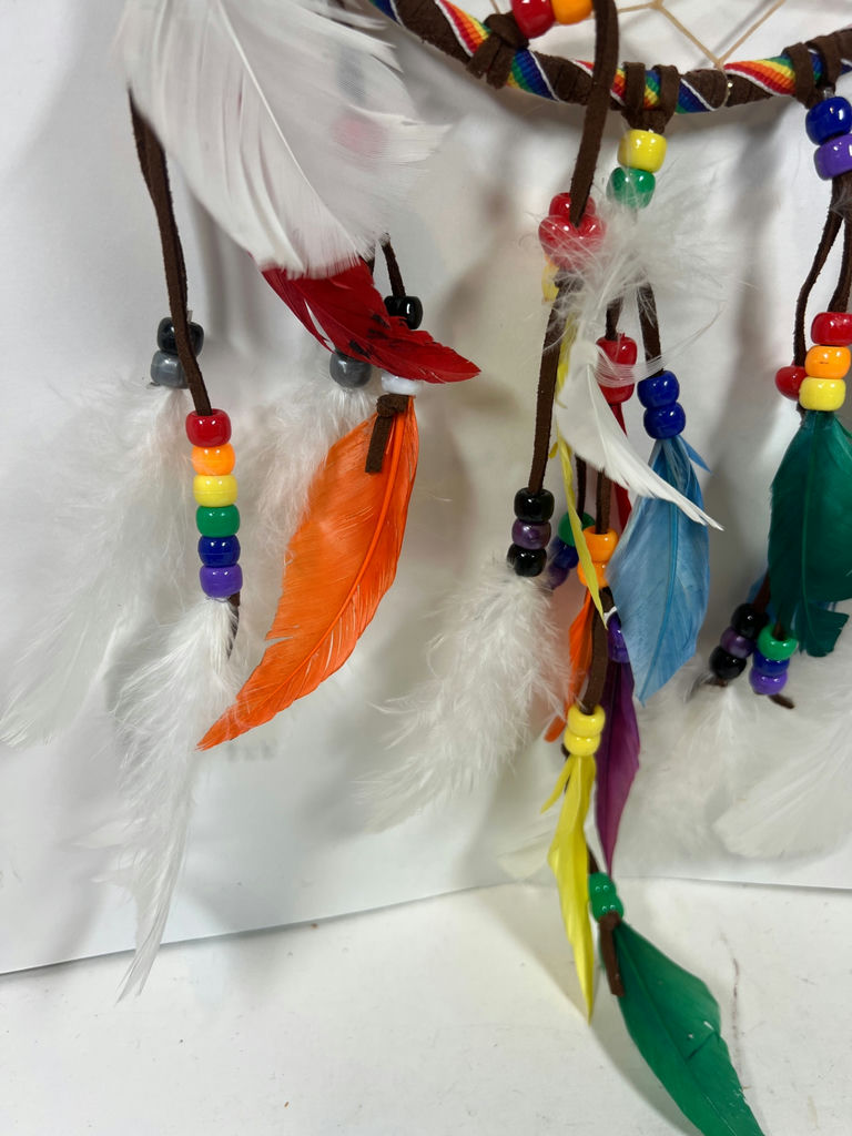 Colorful Dreamcatcher with Beads and Feathers - image 2 of 4