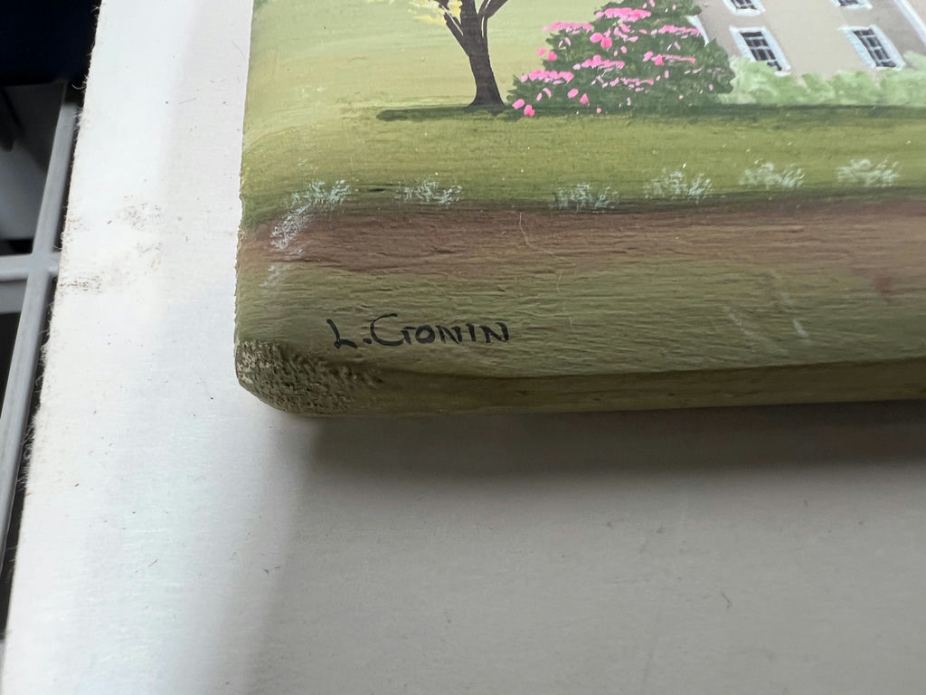Long landscape painting on wood panel signed by L. Cronin - image 2 of 4