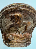 Shield-shaped rusted cast-iron relief plaque with horse motif - door stop or book end - thumbnail 2 of 4