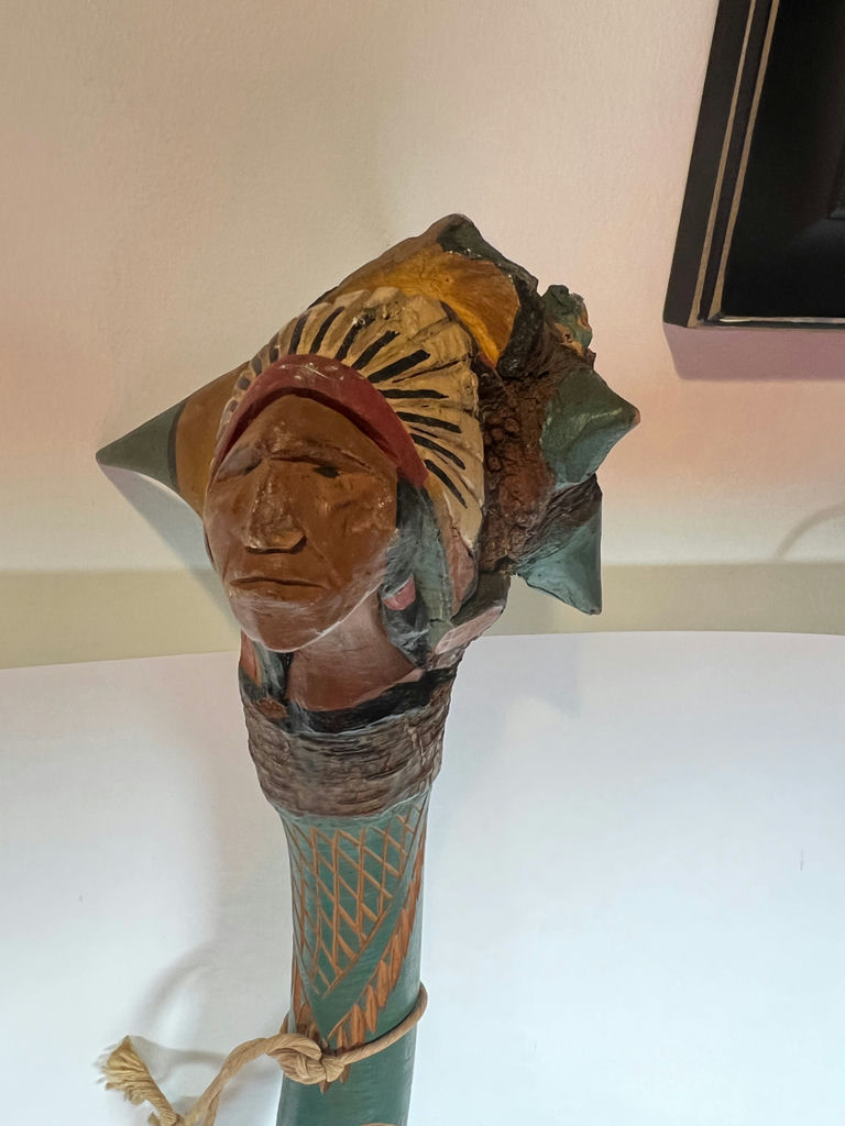 Carved wooden head on decorative staff - 21" Long - image 1 of 6