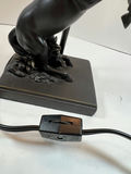 Horse-figurine table lamp with brown leather shade - 16" Tall - thumbnail 3 of 4