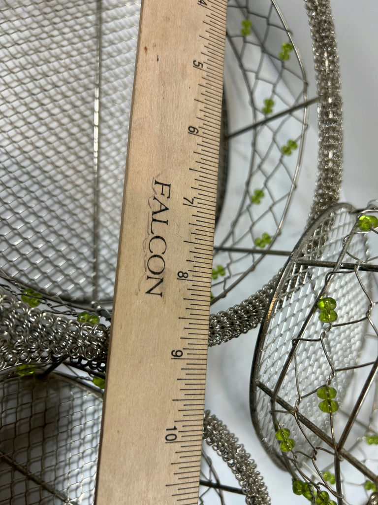 Set of three nesting oval metal wire baskets with beaded rims - image 3 of 3