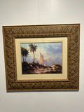 Framed Tropical Boat Landscape - 17" x 15" - thumbnail 1 of 4