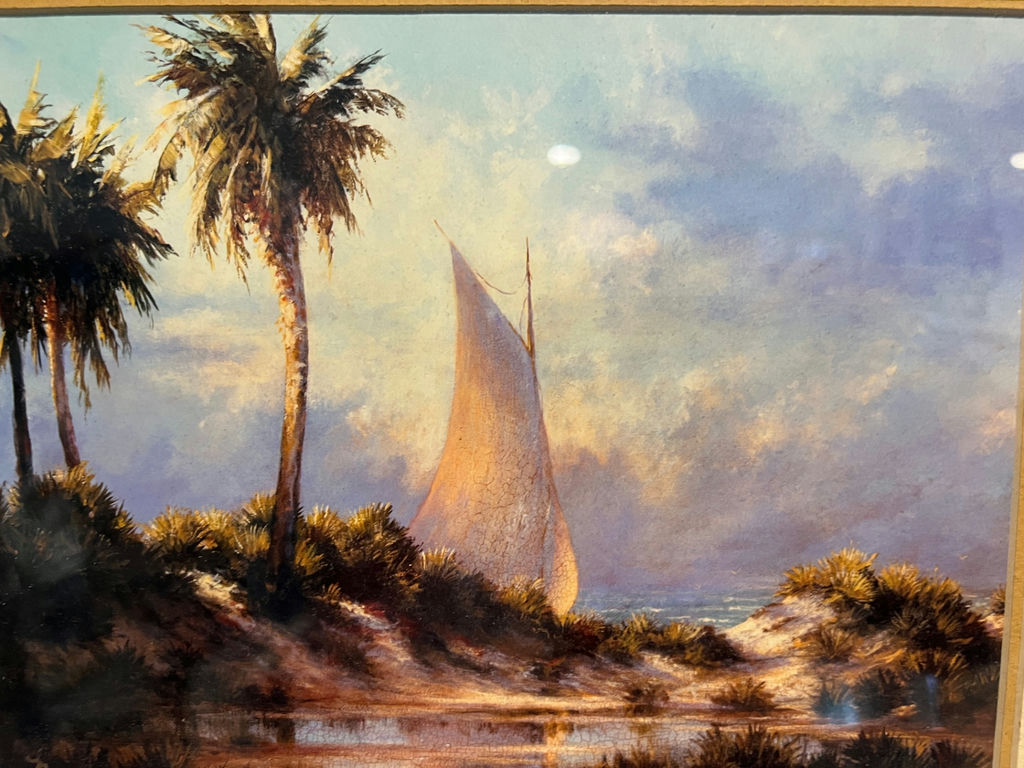 Framed Tropical Boat Landscape - 17" x 15" - image 3 of 4