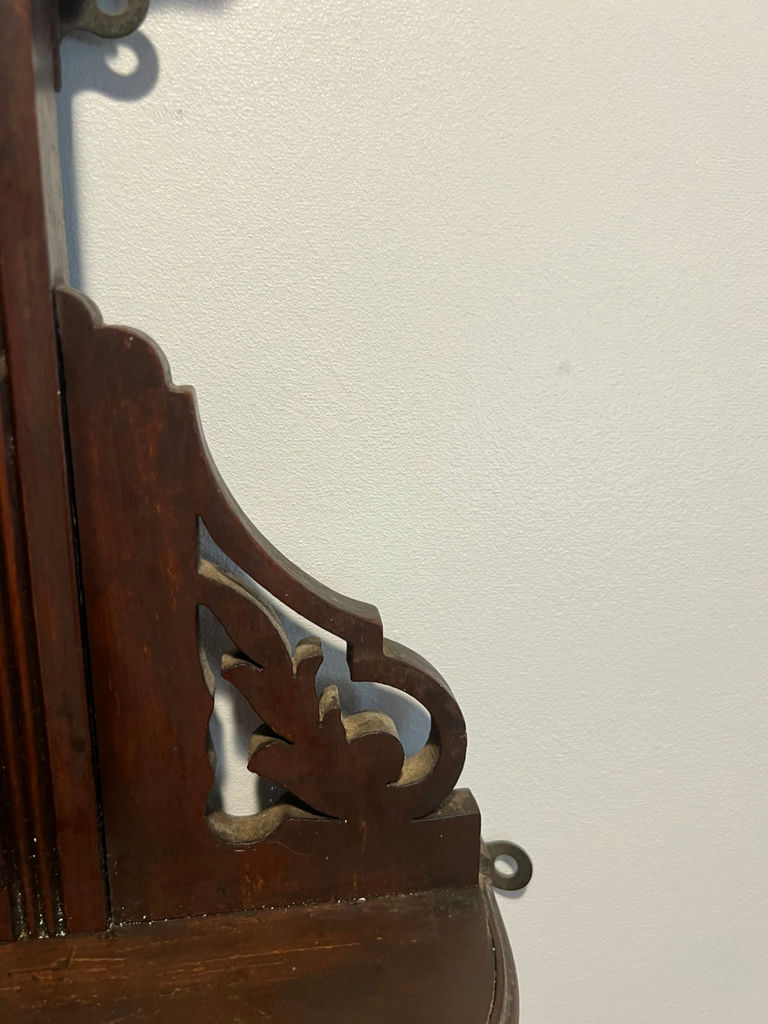 Carved wooden wall-mounted mirror with shelf from 1900's - image 6 of 6