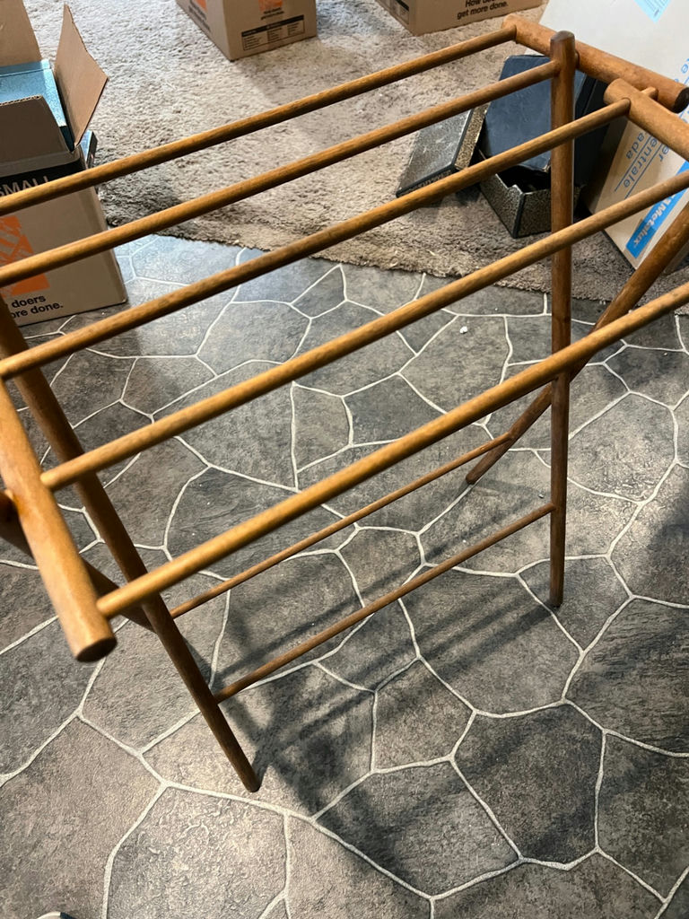 ANTIQUE Wooden folding clothes drying rack - image 3 of 4