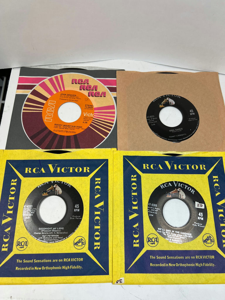 Collection of 60 vintage 45 RPM vinyl singles in assorted sleeves - image 6 of 17