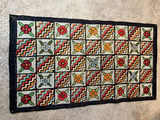 Patchwork quilted rug with floral and zigzag squares - 50" x 28" - thumbnail 3 of 4