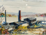 Watercolor painting of an industrial landscape - 18 X 15 - thumbnail 2 of 5