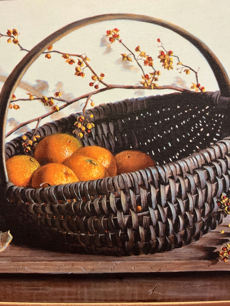 Oranges in a Wicker Basket Still Life 33 x 19 - image 2 of 4