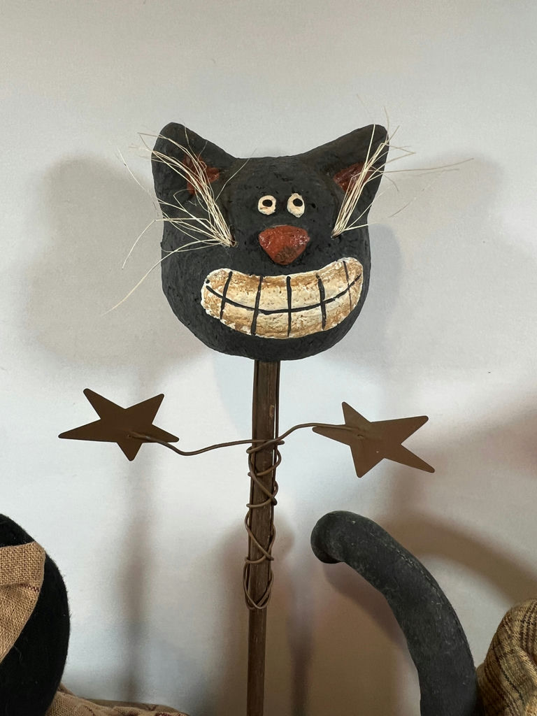 Halloween-themed fabric dolls with pumpkin and cat designs - image 4 of 6