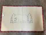 Leaf-appliqué cotton rug with red border - 35"x 21" - thumbnail 4 of 4