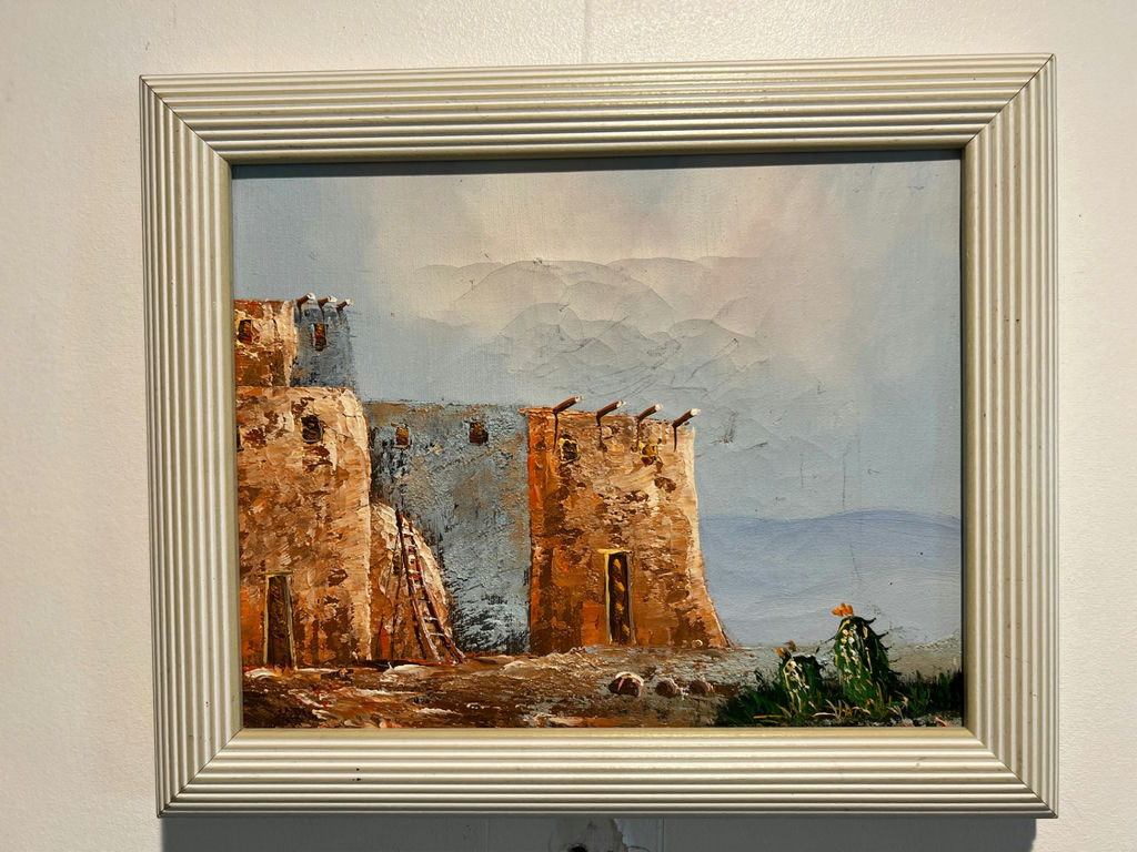 Framed desert adobe ruin painting 12 X 10 - image 1 of 4