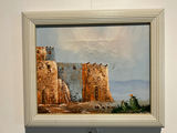Framed desert adobe ruin painting 12 X 10 - thumbnail 1 of 4