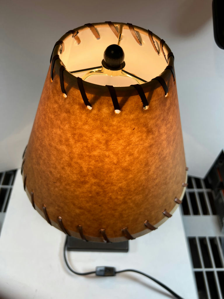 Horse-figurine table lamp with brown leather shade - 16" Tall - image 4 of 4