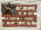 American flag textile art with button stripes  15 X 12 - thumbnail 2 of 4