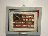 American flag textile art with button stripes 15 X 12 - thumbnail 1 of 4