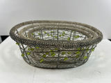 Set of three nesting oval metal wire baskets with beaded rims - thumbnail 1 of 3