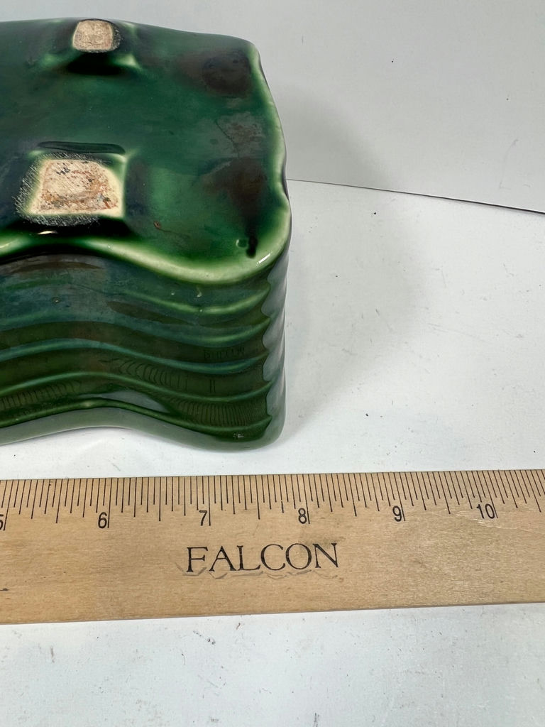 McCoy USA Green glazed scalloped ceramic dish - image 4 of 4