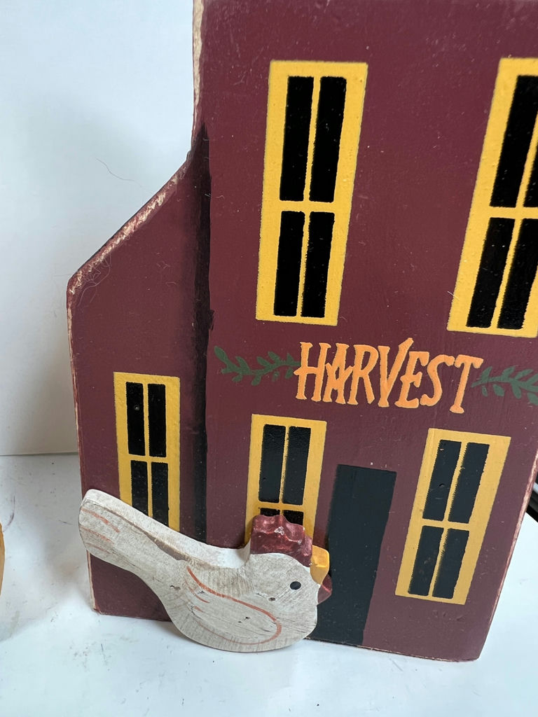 Three decorative wooden houses with animals and autumn greetings - image 4 of 6
