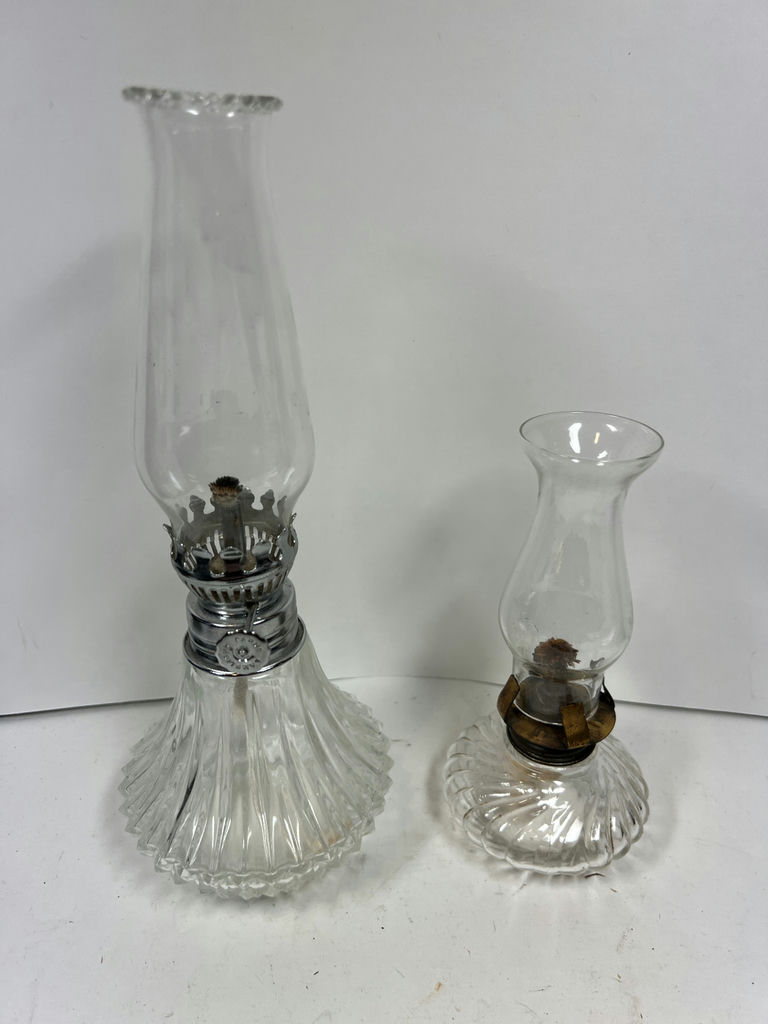 Pair of glass hurricane lamps - image 1 of 4