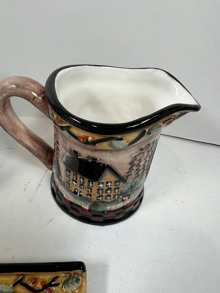 Village Scene Ceramic Jar, Pitcher, and Switch Cover Plate - image 3 of 5