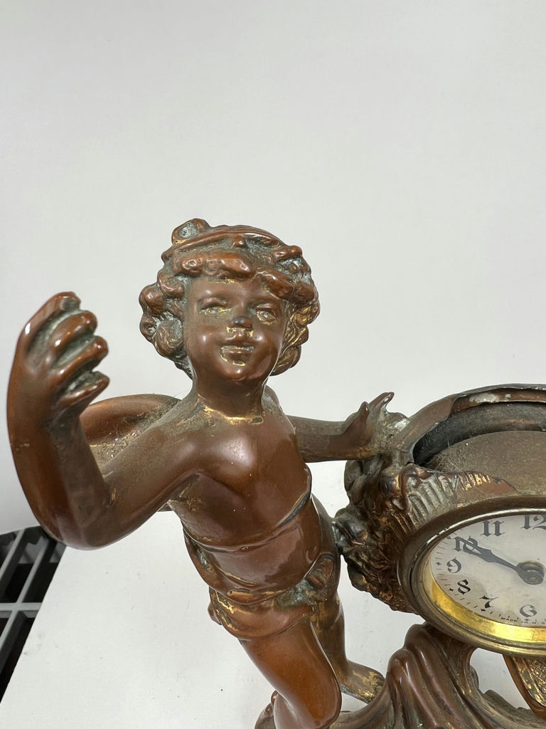 Bronze cherub clock statue - image 2 of 7