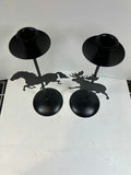 Pair of black metal candle holders with horse and moose silhouettes - thumbnail 2 of 4
