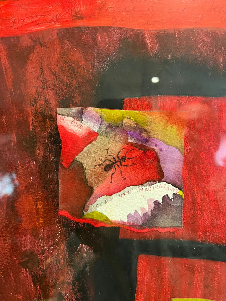 Framed Abstract Red Collage Artwork - 26 X 33 - image 4 of 4