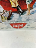 Coca-Cola 50th Anniversary Tin Sign with Man and Girl 15 x 9 - thumbnail 2 of 5