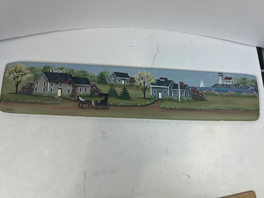 Long landscape painting on wood panel signed by L. Cronin - image 1 of 4