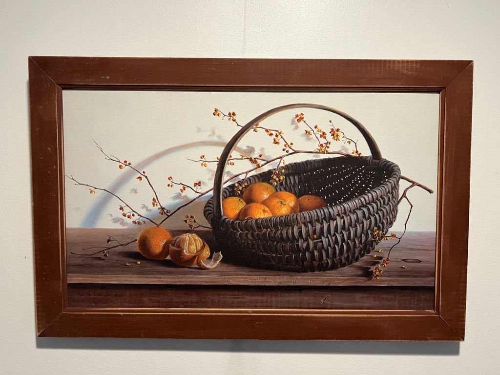 Oranges in a Wicker Basket Still Life 33 x 19 - image 1 of 4