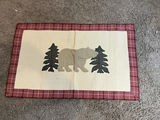 Leaf-appliqué cotton rug with red border - 35"x 21" - thumbnail 1 of 4