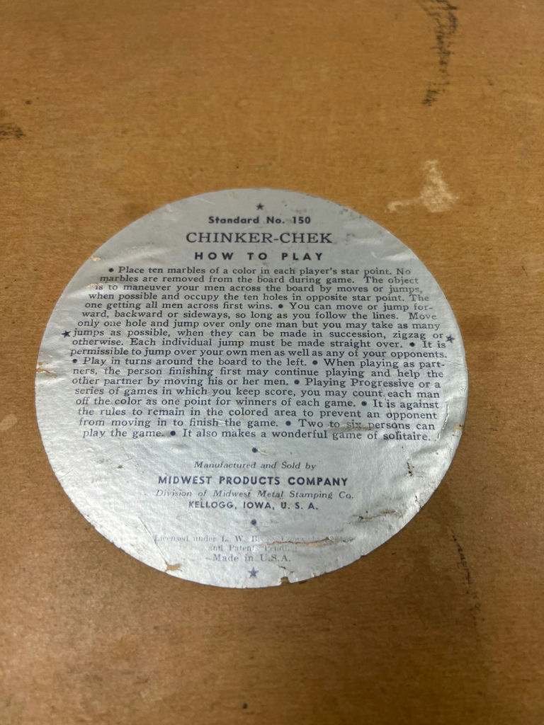 Antique Chinker-Chek Round Board Game - Chinese Checkers - image 3 of 4