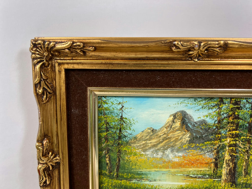 Landscape painting in ornate gold frame 11 X 9 - image 3 of 3
