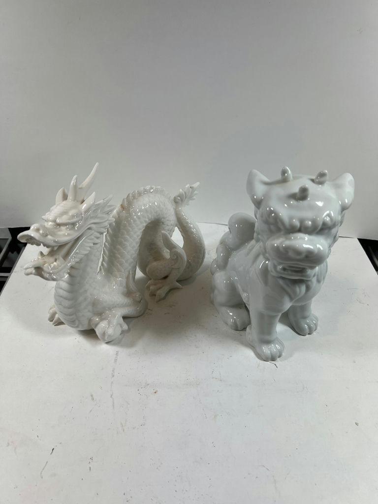 Dragon and Foo Dog ceramic figurines - image 1 of 7