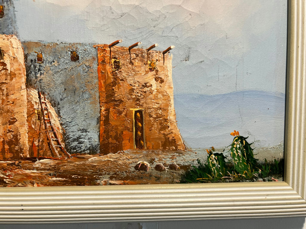 Framed desert adobe ruin painting 12 X 10 - image 3 of 4