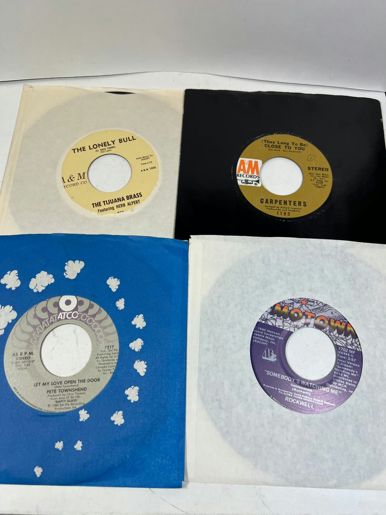 Collection of 60 vintage vinyl 45's records and a metal storage box - image 14 of 17
