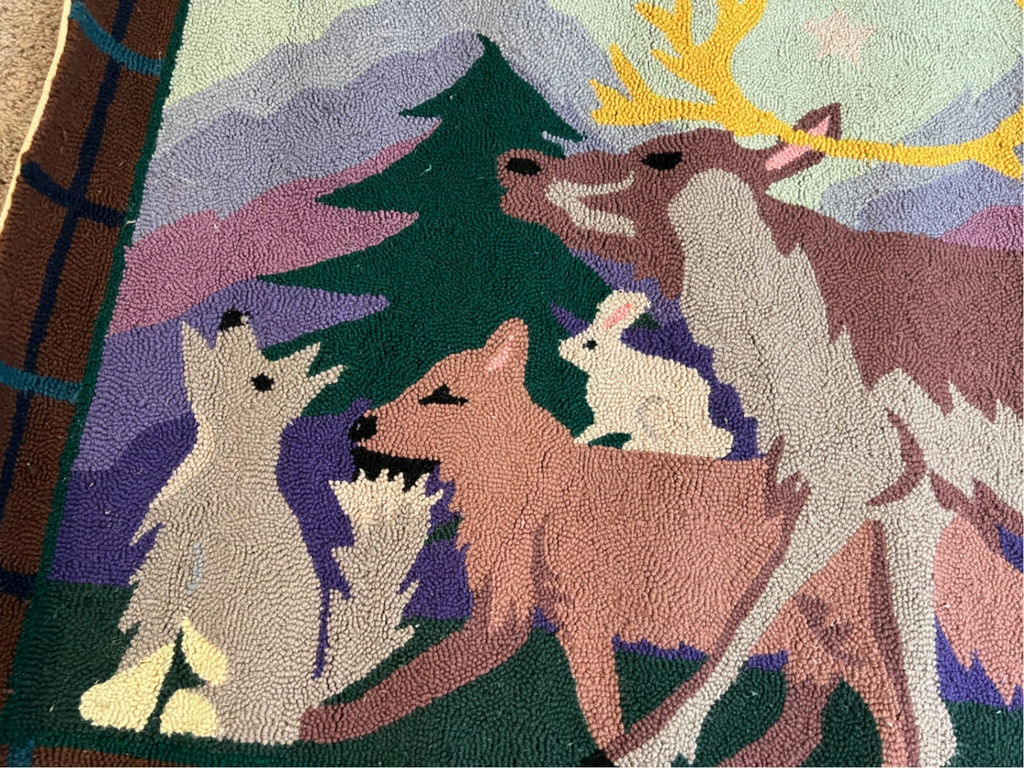 Wildlife-themed area rug with wolves, bear and moose - 60" x 36" - image 2 of 6