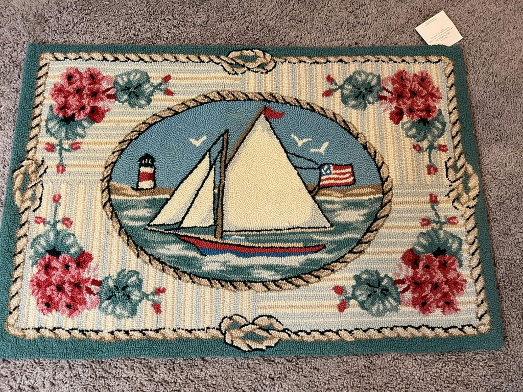 Suzanne Nicoll Sailboat Hooked Rug - 36" x 24" - image 1 of 3