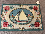 Suzanne Nicoll Sailboat Hooked Rug - 36" x 24" - thumbnail 1 of 3
