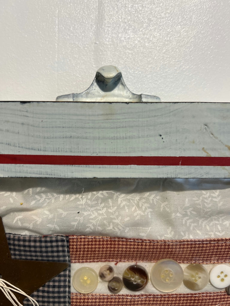 American flag textile art with button stripes  15 X 12 - image 3 of 4