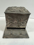 ANTIQUE Dragon relief CIGARETTE DISPENSER metal box on stand - thumbnail 1 of 8