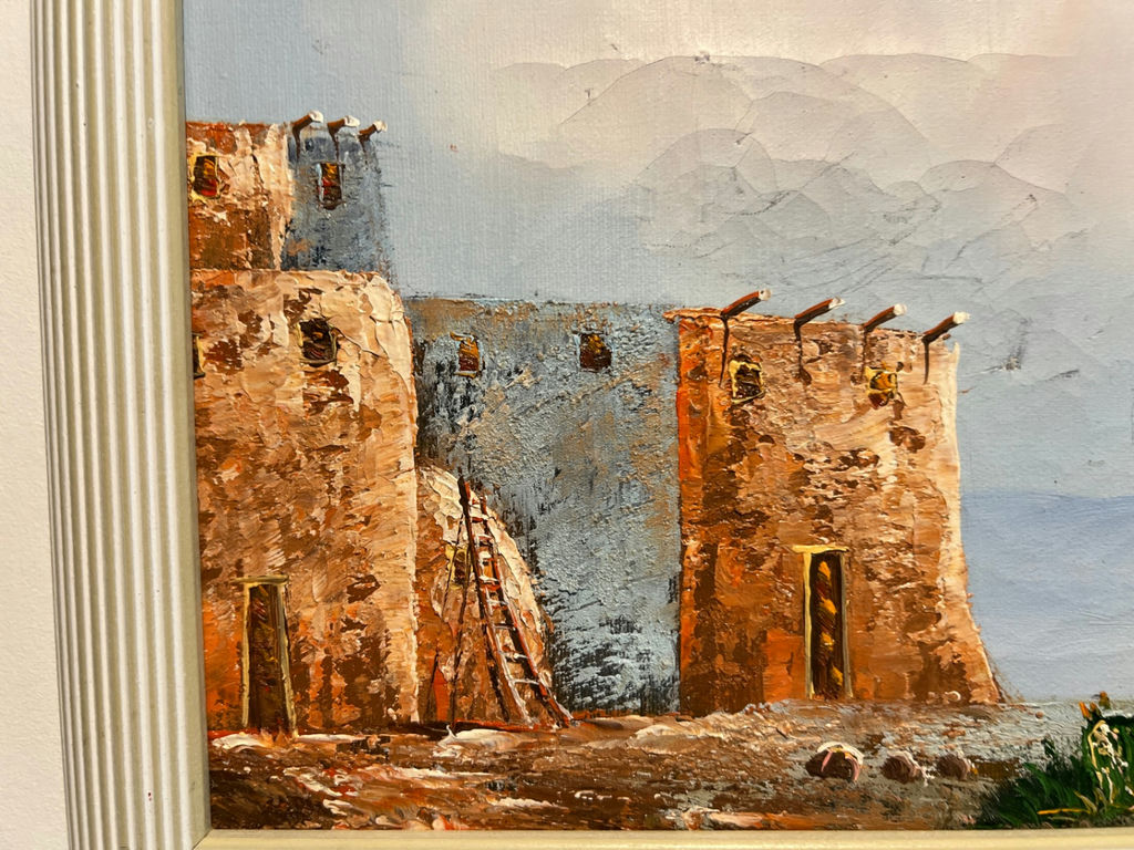 Framed desert adobe ruin painting 12 X 10 - image 2 of 4